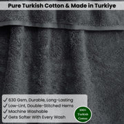 SALBAKOS Luxury 100% Turkish Cotton Bath Sheet 40x80 in (1-Piece, Gray) | Extra Large Jumbo Oversized Bathroom and Beach Towel, Super Soft Highly Absorbent Thick Premium Hotel Quality, Made in Turkey