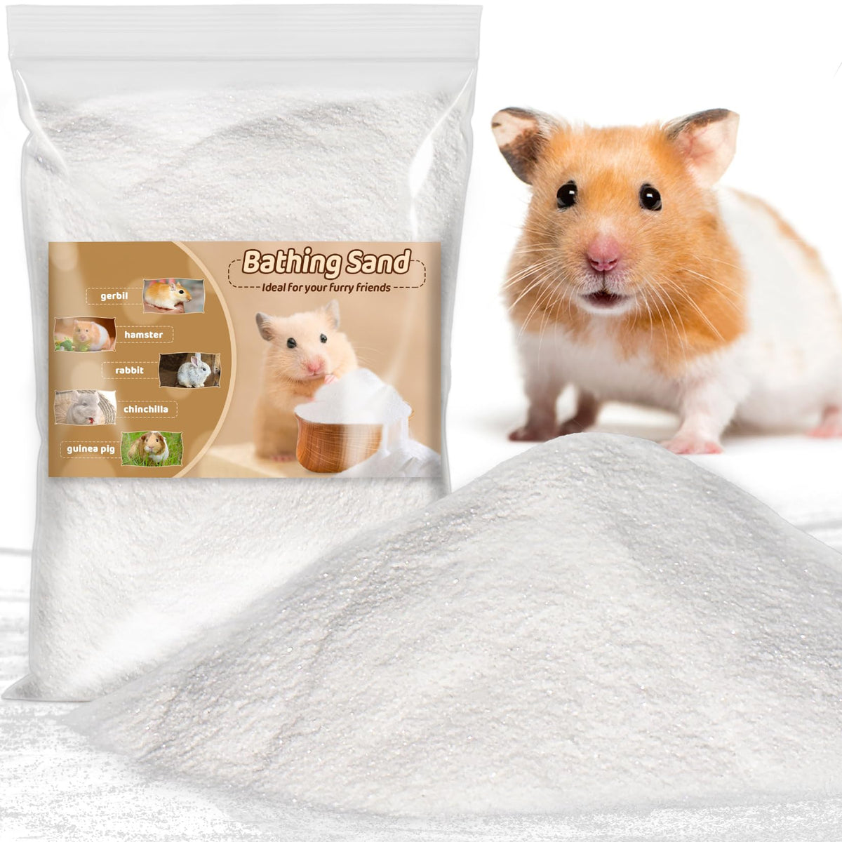 Sukh Hamster Sand Bath - White Fine Silica Sand, Hamster Hides & Cleaning | Dust Free Sand Bath for Hamster, Guinea Pig, Chinchilla, Gerbil, Syrian Mice, Small Pet Cage Bedding Accessories,14oz