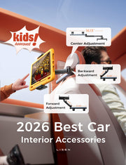 LISEN iPad Holder for Car Tablet Mount, 4 in 1 Adjust Arm Back Seat Stand | Car Accessories for Women, Car Interior Kit Organizer, Road Trip Essentials Kids, Toddler Travel Essential Car Mount Headrest