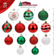 SHareconn 66Pcs Christmas Tree Decorations, Christmas Tree Ornaments Set