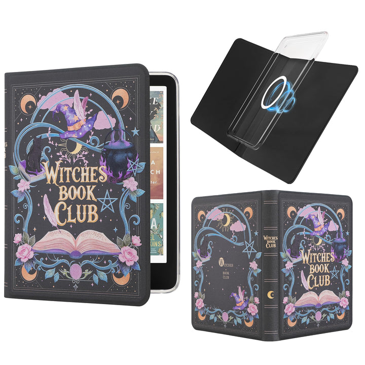 Vane Oak Magnetic Book Cover Case for 7'' Kindle Paperwhite & Colorsoft | Magnetic Detachable, Auto Wake/Sleep, Clear PC Case, Soft TPU Edge, Hands-Free Viewing, For Bookish Travelers, Magic Cat
