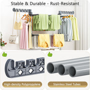 Upgraded 4-Tier Clothes Drying Rack, Drying Rack Clothing with Wheels | Large Foldable Laundry Drying Rack, Clothes Rack with Side Hooks for Indoor Outdoor Air Drying, 19.68"D x 29.9"W x 67.7"H