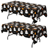 Niuara Halloween Black Plastic Table Cloth Disposable, 2 Pack, 54 x 108 in | Rectangle, 6 ft Tables, Halloween Party Decorations, Holiday Gathering