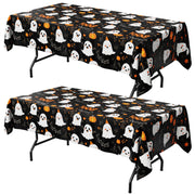 Niuara Halloween Black Plastic Table Cloth Disposable, 2 Pack, 54 x 108 in | Rectangle, 6 ft Tables, Halloween Party Decorations, Holiday Gathering
