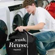 Handy Laundry Bags Nylon Extra Large - Heavy Duty - 2-Pack, Black | Wash Bags with Locking Drawstring - Machine Washable, Tear-Resistant Sacks for Hampers, Travel & Storage