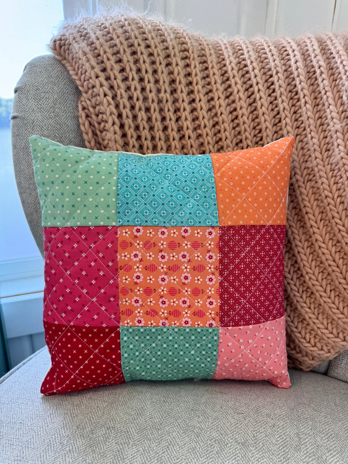 9 patch quilted pillow cover | SS816