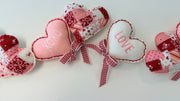 Candy Hearts Banner- Machine Embroidery Digital File + Patchwork Hearts Pattern