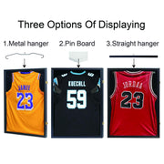 IHEIPYE Jersey Display Frame Case, Large Sport Jersey Shadow Box, Black | Lockable, UV Protection, Hanger, Baseball Basketball Football Soccer Hockey Shirt and Uniform