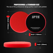 Red T10 Ultra-Fine Finishing Polishing Pad, SPTA 3Pcs 6.5 Inch Face for 6 Inch 150mm Backing Plate Compound Buffing Sponge Pads for Car Buffer Polisher Compounding, Polishing and Waxing -X00224R6B3