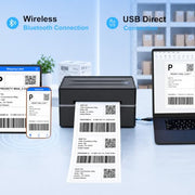 Thermal Shipping Label Printer 4x6 Bluetooth Label Maker for Small Business | Wireless Mailing Shipping Printer for USPS UPS Amazon Shopify Etsy - Compatible with iPhone Android Windows & Mac (Black)