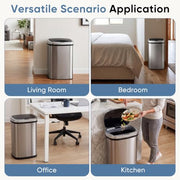 DUMOS Automatic Trash Can, 13 Gallon Touchless Sensor Garbage Can | Electric Touchless Trash Bin with Removable Lid, Fingerprint-Proof Stainless Steel, Long-Lasting Battery, 50L Large Capacity