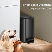 TIPGO Small Bathroom Trash Can with Lid Soft Close, 1.6 Gal, Matte Black | Step Pedal, 5.9'' Slim for Narrow Space, Stainless Steel, Anti-fingerprint, Removable Inner Bucket, Odor Seal