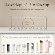 LAMU Stackable Water Bottle Organizer Holder Tumbler Cup Storage Rack | 3 Tier Clear PET Holder for Stanley 16-40oz Large Water Bottle Tumbler Cup Storage for Kitchen Cabinet Pantry Countertop