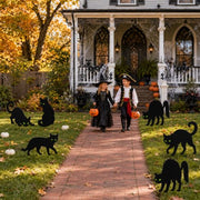Black Cat Halloween Decorations Outdoor Yard Signs Stakes Scary Silhouette | 6 Pcs Spooky Black Cat Signs with Glow Effect Eyes Lawn Stakes for Graveyard Front Yard Backyard Garden Halloween Party Decor