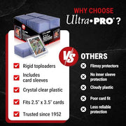 Ultra Pro 3" x 4" Clear Regular Toploader & Card Sleeves Bundle, 200 Pack | Durable Rigid Plastic Protection for Valuable Collectible Cards with Crystal Clear Display During Storage, Trading & Shipping