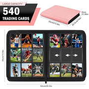 Zofly 9 Pocket Card Binder, Premium Zip Trading Card Binder 540 Cards, Pink | 540 Capacity Side-Loading Card Storage Album in 30 pages, Pink PU Card Collection Binder for Gifts, TCG, MTG, Sport Cards