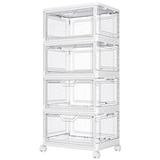 Kmiectse Clear Storage Bins with Lids - 4 Tier 23qt Plastic Stackable Bins | Closet Organizers Box for Bedroom, Living Room, 23 QT Folding Box with Magnetic door