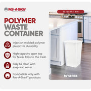 Rev-A-Shelf Double Pullout Garbage Trash Cans for Kitchen Cabinets, 35 Qt | Replacement Large Capacity Waste/ Recycling Bin Only for Kitchen Cabinet Pullouts, White, RV-35-52
