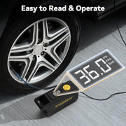 150 PSI Tire Inflator Portable Air Compressor with Digital Pressure, Black | 12V DC Auto Shutoff Air Pump Emergency LED Light for Car Tires, Bicycle & Balloons
