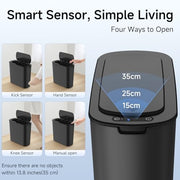 TIPGO Automatic Small Bathroom Trash Can with Lid, 2.6 Gallon, Black | Motion Sensor, Plastic, Touchless, Odor Control, Smart Garbage Can, Battery Operated, Manual Button, for Bedroom, Office,RV