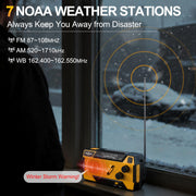 Hand Crank Emergency Radio 7400mWh (2000mAh) Solar Hand Crank Radio | Built in 3 Charging Cables AM/FM/NOAA Weather Radio Battery Operated Hand Crank Charger for Emergency Supplies Survival Gear