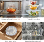 GENICOOK 4Set Nesting Glass Mixing Bowl Set with Airtight Lids BPA Free | Borosilicate Glass Dishwasher, microwave, oven & refrigerator safe,for food prep, mixing, baking and Storage.