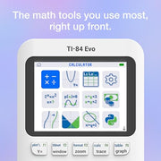 TI-84 Evo Graphing Calculator Texas Instruments, White | Intuitive Icon-based Homescreen, USB-C Charging, Python Programming, Faster Performance, Bigger Graphs than TI-84 Plus CE