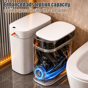 MOPUP Bathroom Trash Can, Automatic Bagging Garbage Can, 3.5 Gallon Slim Smart Small Plastic Trash Bin, Narrow Motion Sensor Trash Can for Bedroom, Office White