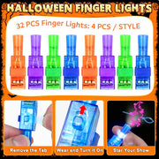 32 Halloween Finger Lights Bulk Party Favors for Kids Goodie Bag Stuffers | Halloween Toys Treats Non Candy Classroom Prizes Trick or Treat Bucket Toys Pinata Fillfer