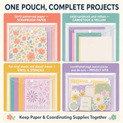 RUICHUAN 12 x 12 Scrapbook Paper Storage, 20 Pack Clear Snap Envelopes | Scrapbook Organizer with 24 Labels, Holds Cardstock, Vinyl Sheets and Photos in Craft Rooms, Offices and Schools