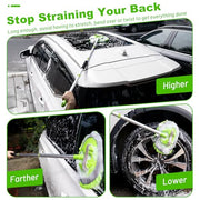 Ordenado 62" Car Wash Brush kit with Long Handle & Scratch-Free Refill Head | Chenille Microfiber Car Wash Mop Mitt, Car Washing Stick, Car Clean Brush Kit, Car Cleaning Supplies for RV Truck Boat, Green