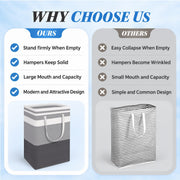 BlissTotes 3-Pack Laundry Basket, Collapsible Laundry Hamper, Grey, 75L | Laundry Clothes Hamper, Hampers for Bedroom, Freestanding Hamper with Handles, Clothes Laundry Basket