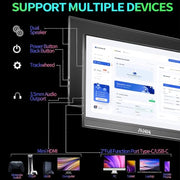 MNN 15.6" FHD 60Hz Portable Monitor USB-C HDMI IPS HDR Gaming Laptop | 15.6" FHD IPS HDR, USB-C one-cable, PC/Mac/Phone/Switch, Smart Case,Laptop , low blue, work&game