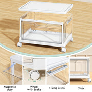 Kmiectse Clear Storage Bins with Lids - 4 Tier 23qt Plastic Stackable Bins | Closet Organizers Box for Bedroom, Living Room, 23 QT Folding Box with Magnetic door