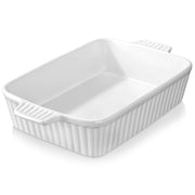 MALACASA 4.4QT Ceramic Casserole Dishes for Oven, 9x13 Baking Dishes, White | Rectangular Lasagna Pan with Handles, Ceramic Baking Dish, Deep Roasting Pan, Microwave and Dishwasher Safe, Wedding Gift