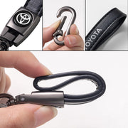 BFIVEANTE Leather car Keychain Set for Toyota Corolla, RAV4, Highlander Men and Women Family Present Keychain Key Ring Lanyard Accessories (Black)