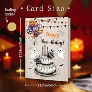 FSSDAS Funny Halloween Birthday Card for Women Men, Spooky Birthday Card | Happy Halloween Birthday Cake Card for daughter, best friends, Him, Her, Happy Boo-irthday Gift for Kids, with Envelope,