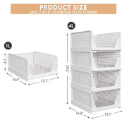caktraie 4 Pack Stackable Closet Storage Basket - Stackable Storage Bins | Multifunctional & Foldable Closet Organizer Waterproof, Wardrobe Cupboard Space-Saving Storage Drawer Organizer