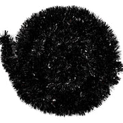 FOIMAS 33FT Black Tinsel Garland,Halloween Metallic Tinsel Garland Twisted Hanging Garland for Halloween Christmas Tree Fireplace Home Decoration