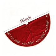 Bunny Chorus Christmas Tree Skirt, 48 inches Red Luxury Velvet Plush Fur Skirts with Gold Embroidered Holly Leaf for Rustic Xmas Tree Holiday Decorations