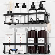 YASONIC Shower Caddy Adhesive, Rustproof Shower Organizer, Wall Shower Rack | Large Capacity Shower Shelf for Inside Shower, No Drill Shower Storage, Shampoo Shower Holder, Black, 2 Caddies