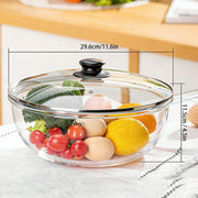 6 QT Large Glass Mixing Bowl with Lid for Sourdough Bread Making & Proofing | Thick Glass Salad Bowl Extra Large Glass Bowl for Baking Food Prep Dishwasher Microwave Freezer Safe Clear Dough Rising