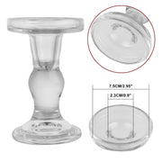 BTGLLAS 3-Piece Set of Glass Candlestick, Crystal Candlestick Holder Holder and Conical Candle, Christmas Candle Holder Decoration, Family Living Room Wedding Candle Holder (Clear)