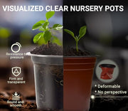 30 Pack Clear Nursery Plant Pots, 3.5/4/5 In with Drainage Holes, 20 Labels | High Transparency (Clear View of Root Growth), Variety Pack, Good Drainage, 20 Pack Easy-ID Plant Labels