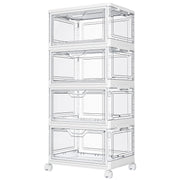 Kmiectse Clear Storage Bins with Lids - 4 Tier 23qt Plastic Stackable Bins | Closet Organizers Box for Bedroom, Living Room, 23 QT Folding Box with Magnetic door
