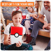 Card Binder 4 Pocket, Trading Card Holder Fits 400 Cards With 50 Removable Sleeves, Portable Collection Card Ablum, Game Card Case book With Zipper for Gift, Red