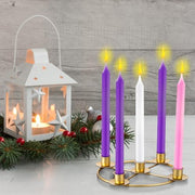 Newtay 1 Pack Christmas Advent Wreath Candle Holder, 5 Candle, Gold | 8.5 Inch Advent Wreath Ring Table Decoration Xmas Metal Ring Table Centerpiece for Holiday Christmas Home Decor