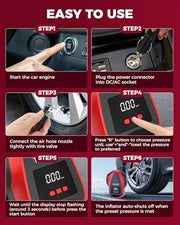 TEROMAS Tire Inflator Portable Air Compressor, Air Pump DC/AC for Car Tires 12V DC and Other Inflatables at Home 110V AC, Digital Electric Tire Pump with Pressure Gauge(Red)