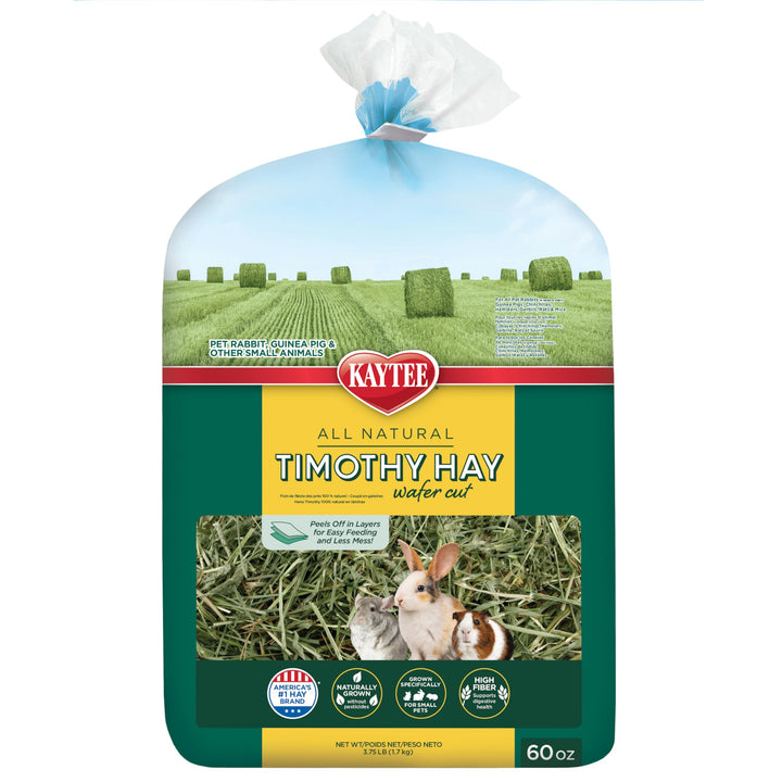 Kaytee Wafer Cut Timothy Hay for Rabbit & Guinea Pigs, 60 Ounce | Less mess. Rabbit hay peels in layers. High fiber, guinea pig food