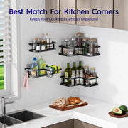 Youvip Shower Caddy Corner No Drilling-Adhesive, Shower Shelves-Rustproof | Organizer for Dorm. Black, 4-Pack - with Soap Holder